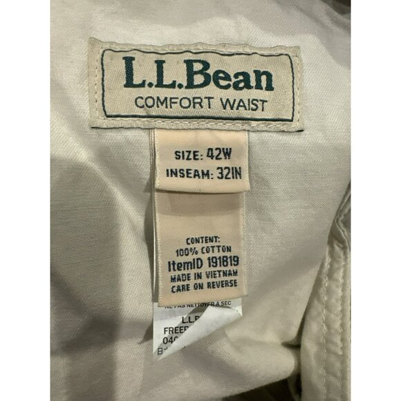 LL Bean Mens Tropic Weight Cargo Pants 42x32 Green Comfort Waist Natural 191819 - Picture 3 of 3